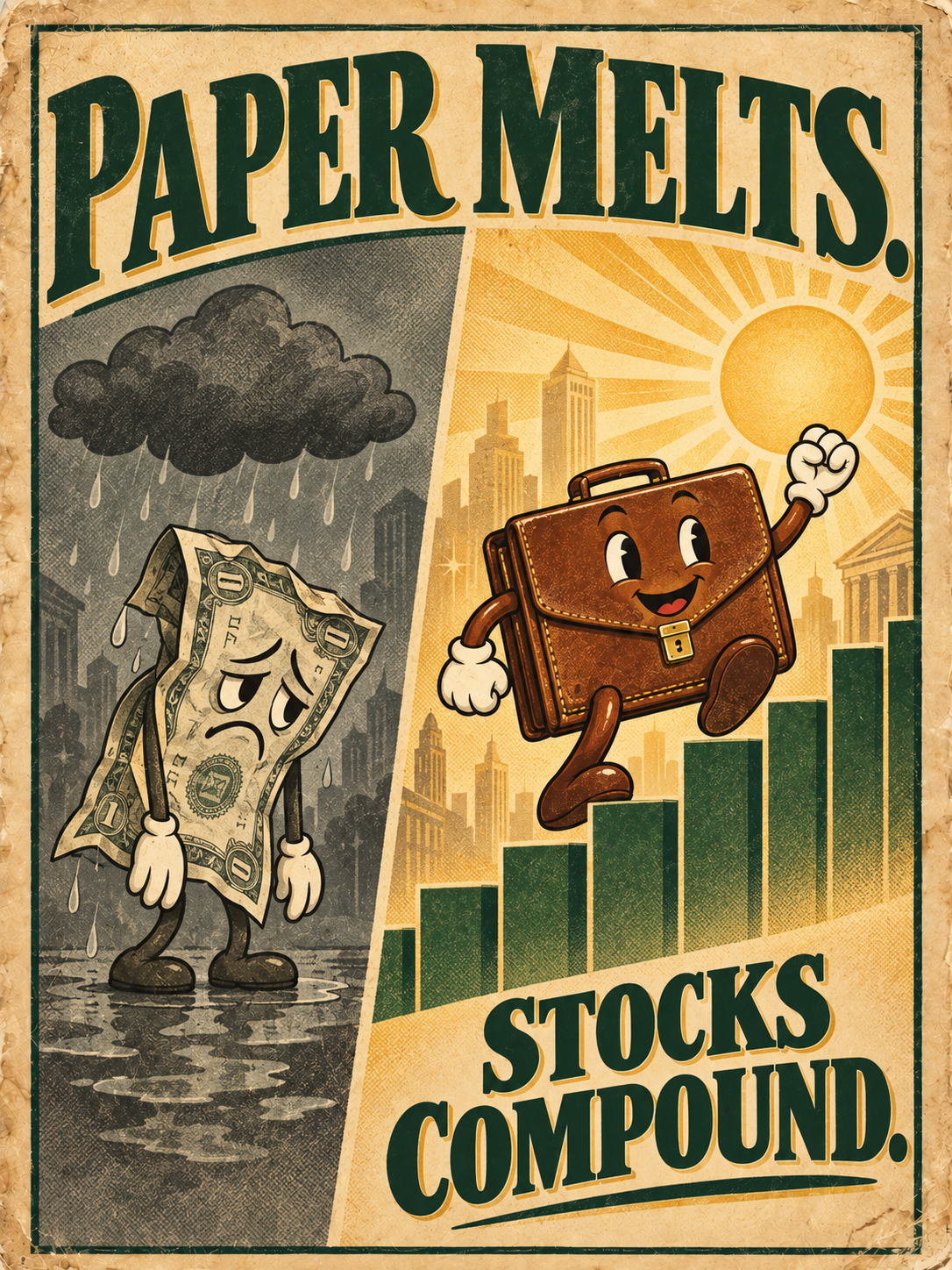 Paper melts. Stocks compound.